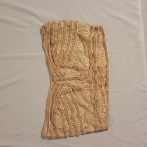 Free People Beige Lace Strapless Crop Top